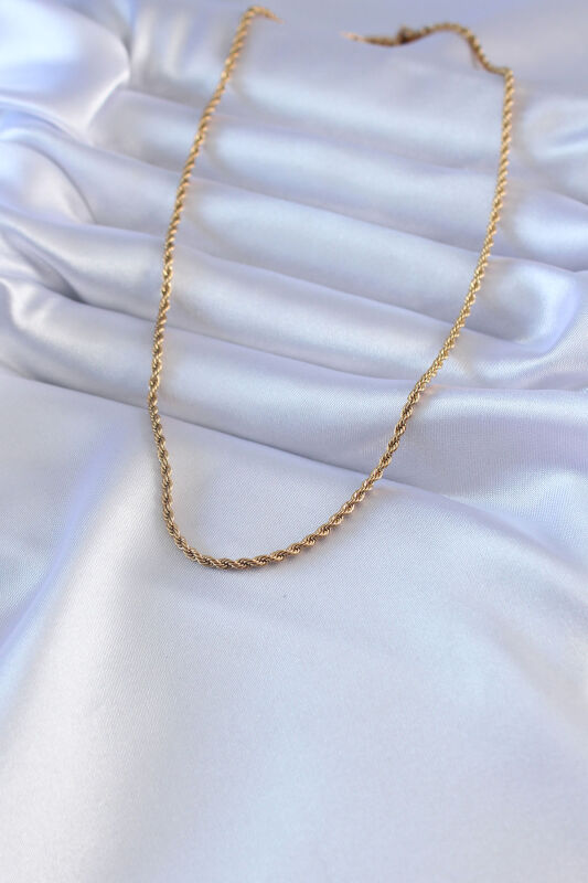 316L Çelik Gold Renk Burgu Model 45 cm Kadın Kolye - EBJ240608W24874 - 2