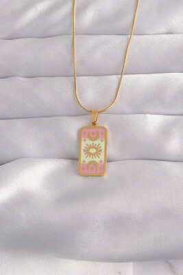 316L Çelik Gold Renk Karışık Mineli Ay Figür Tarot Kolye - EBJ240912W27740 - 1