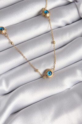 316L Çelik Gold Renk Nazar Boncuk Model Kadın Kolye - EBJ240408W23487 - 1