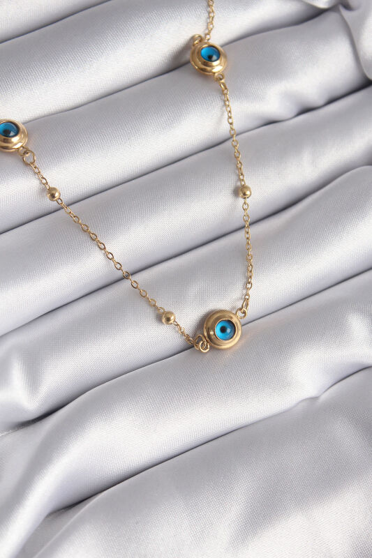 316L Çelik Gold Renk Nazar Boncuk Model Kadın Kolye - EBJ240408W23487 - 1
