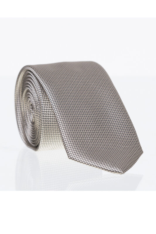 Açık Gold Slim Fit Düz Renk Dokuma Kravat / DDK-15 - 1