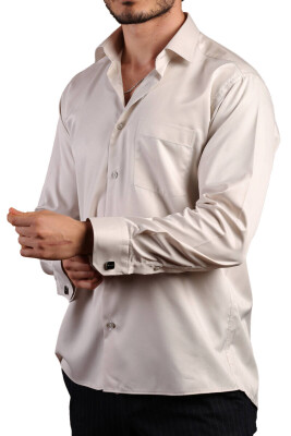 Açık Gri Rahat Kesim Micro Kumaş Kol Düğmeli Regular Fit Erkek Gömlek - 190-9 - 3