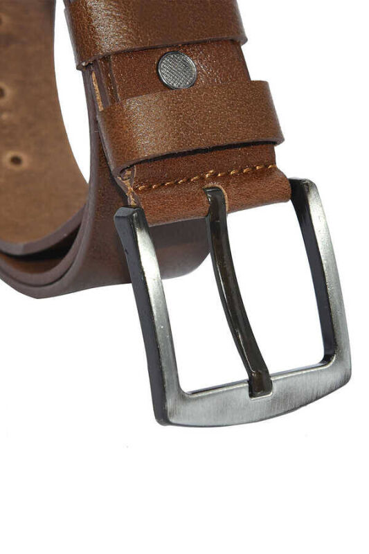 Açık Kahve Hakiki Deri Düz Renk 4.5 cm.lik Spor Kemer - Tek Katmanlı Manda Derisi - 511-Düz-21S - 2