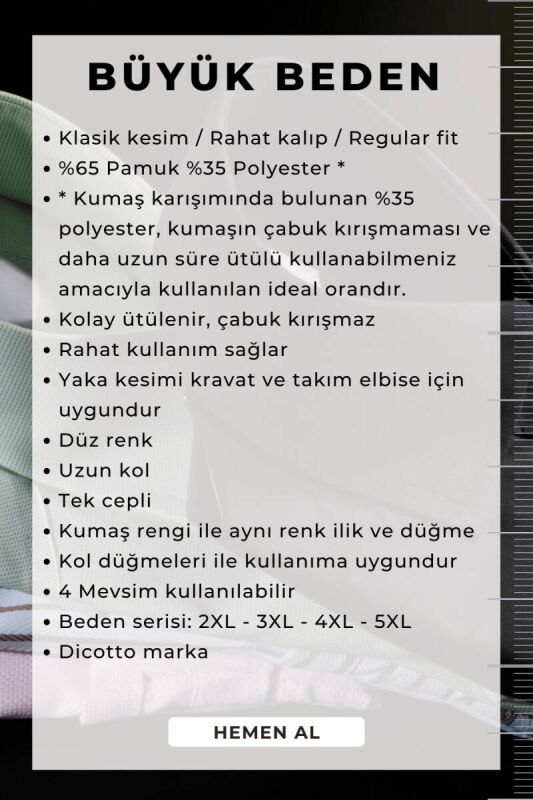 Açık Mavi Büyük Beden Rahat Kesim Cepli Uzun Kol Regular Fit Erkek Gömlek - 150-3 - 5