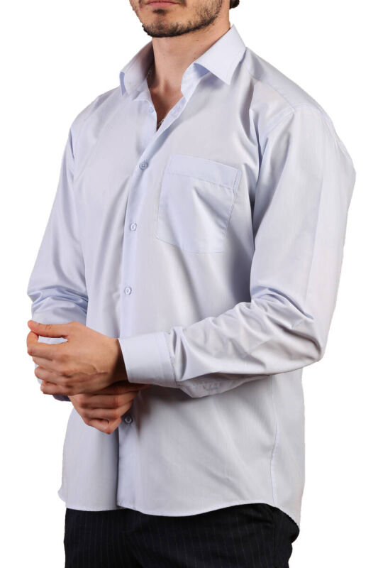 Açık Mavi Rahat Kesim Cepli Uzun Kol Regular Fit Erkek Gömlek - 150-3 - 2
