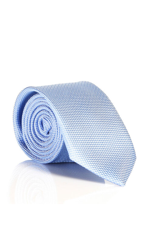 Açık Mavi Slim Fit Düz Renk Dokuma Kravat / DDK-10 - 1
