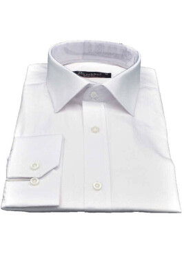 Beyaz Armür Desenli Slim Fit Düz Renk Uzun Kol Erkek Gömlek - 257-1 - 1