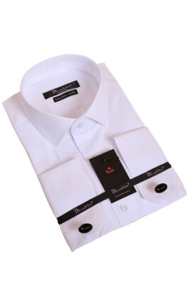 Beyaz Ekstra Dar Kesim Likralı Esnek Micro Kumaş Kol Düğmeli Slim Fit Erkek Gömlek - 195-1 
