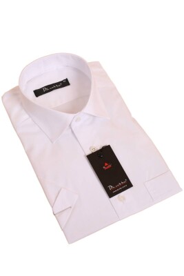 Beyaz Kısa Kol Rahat Kesim Cepli Regular Fit Erkek Gömlek - 500-1 
