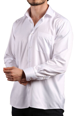 Beyaz Rahat Kesim Micro Kumaş Kol Düğmeli Regular Fit Erkek Gömlek - 190-1 - 3