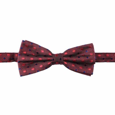 Bordo Kırmızı Lacivert Renk Dokuma Desenli Papyon - /DP-705 - 1
