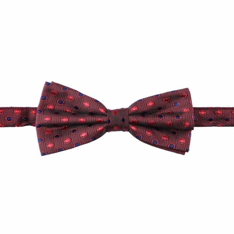 Bordo Kırmızı Lacivert Renk Dokuma Desenli Papyon - /DP-705 - 1