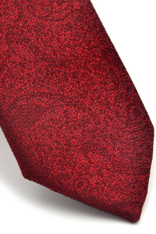 Bordo Şal Desenli Dokuma Kumaş Mendilli Slim Fit Kravat / SDK-230203 - 3
