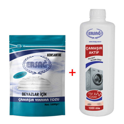 Ersağ Beyaz Çamaşır Yıkama Tozu 1000 G + Çamaşır Aktif 1000 Ml. - 1