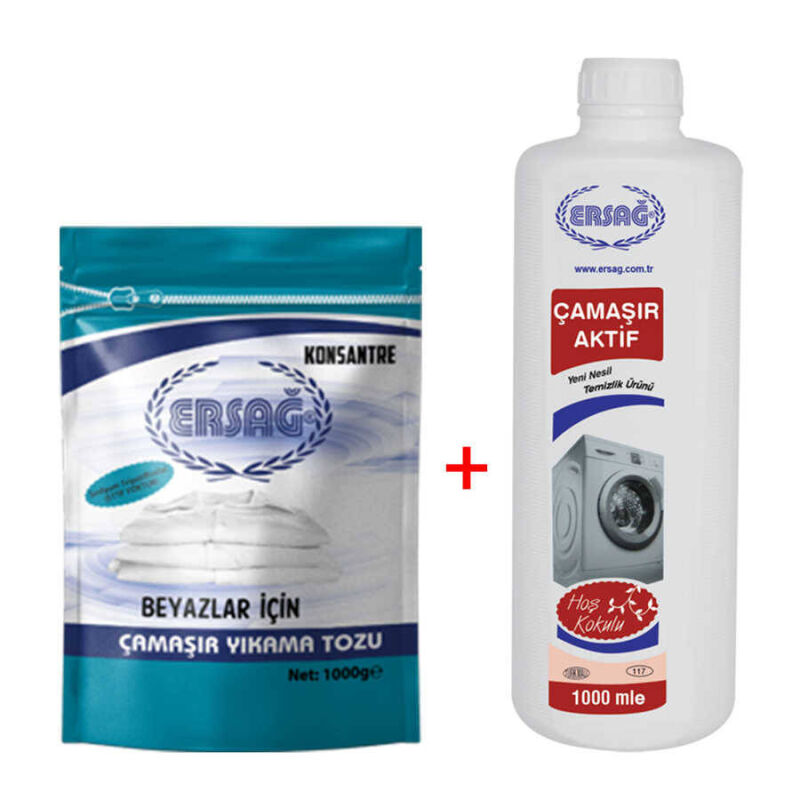 Ersağ Beyaz Çamaşır Yıkama Tozu 1000 G + Çamaşır Aktif 1000 Ml. - 1
