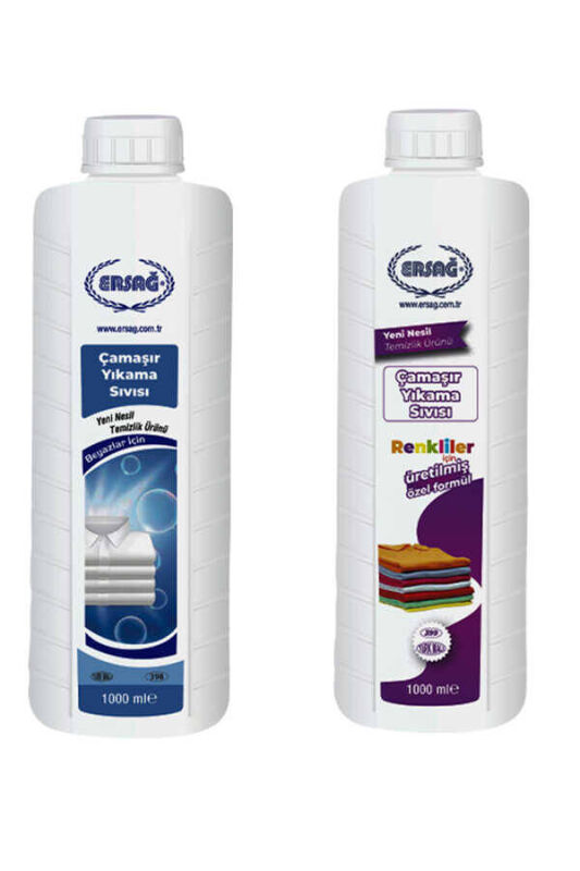Ersağ Çamaşır Yıkama Sıvısı (Beyazlar + Renkliler İçin 2'li Set) 1000 Ml. - 2