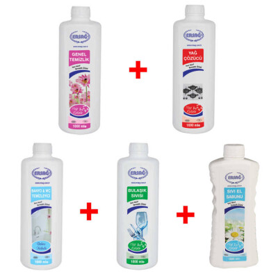 Ersağ Genel Temizlik + Banyo WC Temizleyici + Bulaşık Sıvısı + Sıvı Sabun + Yağ Çözücü - 1