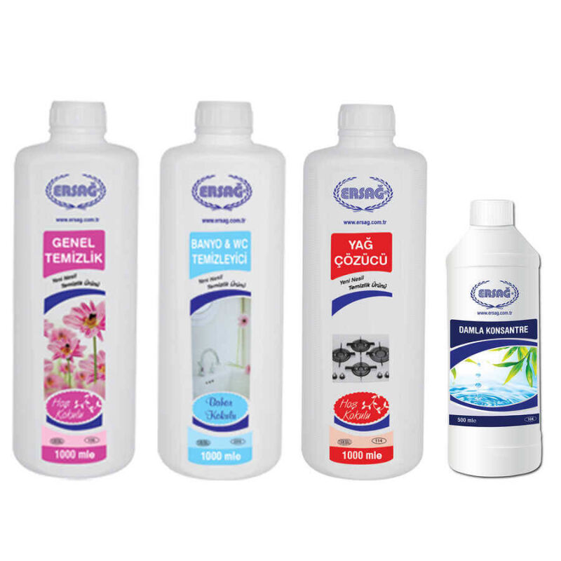 Ersağ Genel Temizlik + Banyo & WC Temizleyici + Yağ Çöz + Damla Konsantre - 1