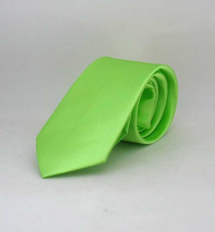 Fıstık Yeşili Çocuk Boy Düz Renk Saten Kravat - CK-13 - 1