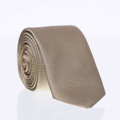 Gold Slim Fit Düz Renk Dokuma Kravat / DDK-16 - 1