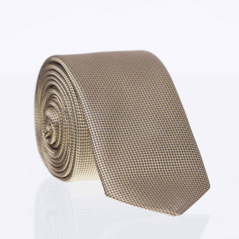 Gold Slim Fit Düz Renk Dokuma Kravat / DDK-16 - 1