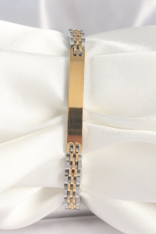 Gold Gümüş Renk Zincir Künye Model Erkek Bileklik - EBJ250412W32620 - 1