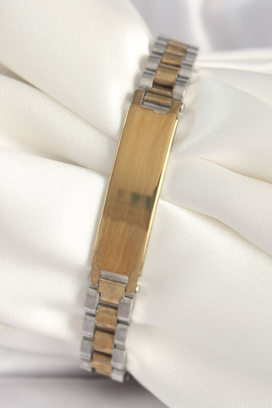 Gold Gümüş Renk Zincir Künye Model Erkek Bileklik - EBJ250412W32630 - 1