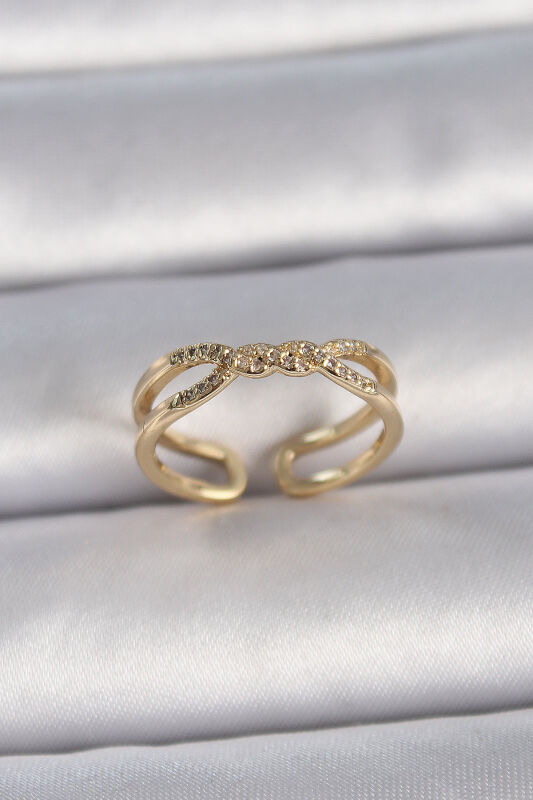 Gold Renk Ayarlanabilir Zirkon Taşlı Sarmal Model Kadın Yüzük - EBJ261410W29259 - 1