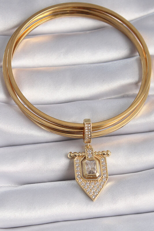 Gold Renk Baget Zirkon Taşlı Ajda Charm - EBJ241109W28981 - 2