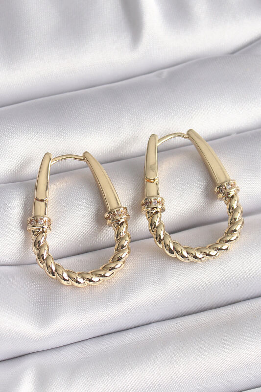 Gold Renk Burgu Halka Model Kadın Küpe - EBJ261410W29294 - 1
