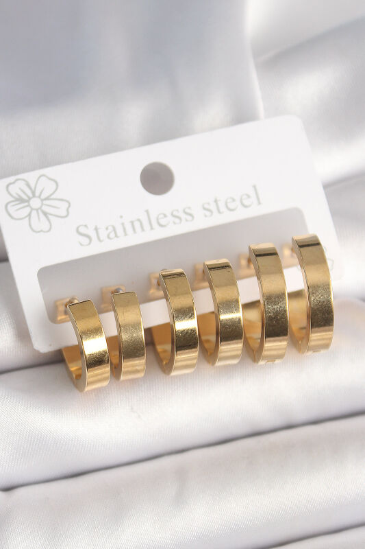 Gold Renk Halka Model Kadın Küpe Seti - EBJ250412W32647 - 1