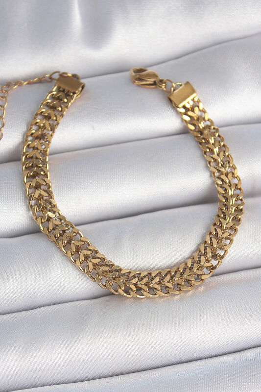 Gold Renk Hasır Zincir Model Kadın Bileklik - EBJ250501W33558 - 1