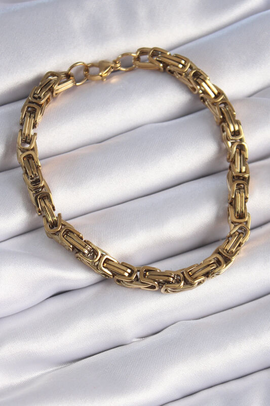 Gold Renk Kral Zincir Model Erkek Bileklik - EBJ241012W28521 - 1