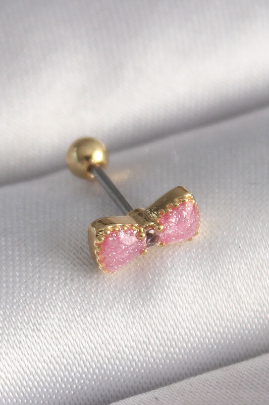 Gold Renk Pembe Fiyonk Model Tragus Piercing - EBJ241123W29445 - 1
