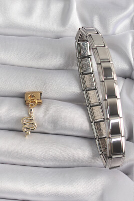 Gold Renk Sallantı Yılan Model Nomination Charm - EBJ250113W30422 - 2