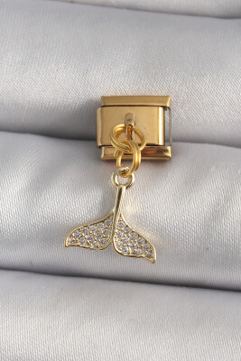 Gold Renk Sallantı Zirkon Taşlı Balık Kuyruğu Figür Nomination Charm - EBJ250113W30410 - 1