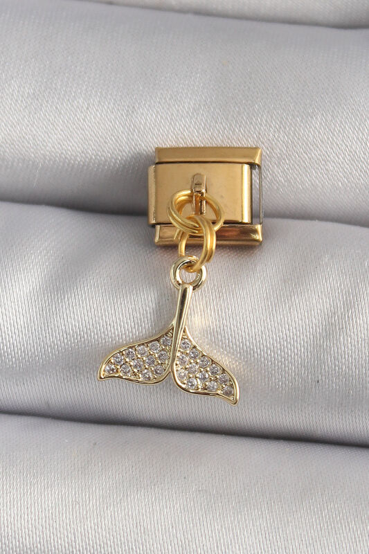 Gold Renk Sallantı Zirkon Taşlı Balık Kuyruğu Figür Nomination Charm - EBJ250113W30410 - 1