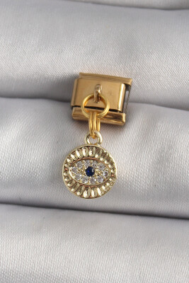 Gold Renk Sallantı Zirkon Taşlı Göz Model Nomination Charm - EBJ250113W30416 - 1