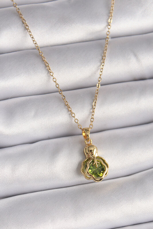 Gold Renk Siyah Mineli Yaprak Küpe - EBJ241123W28288 - 3