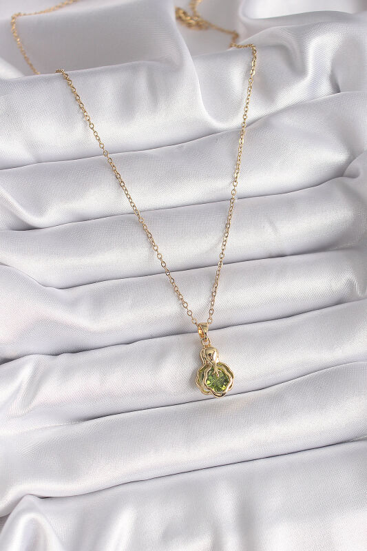 Gold Renk Siyah Mineli Yaprak Küpe - EBJ241123W28288 - 4