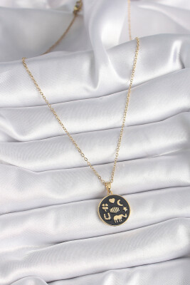 Gold Renk Siyah Şans Kolyesi - EBJ241130W29624 - 2