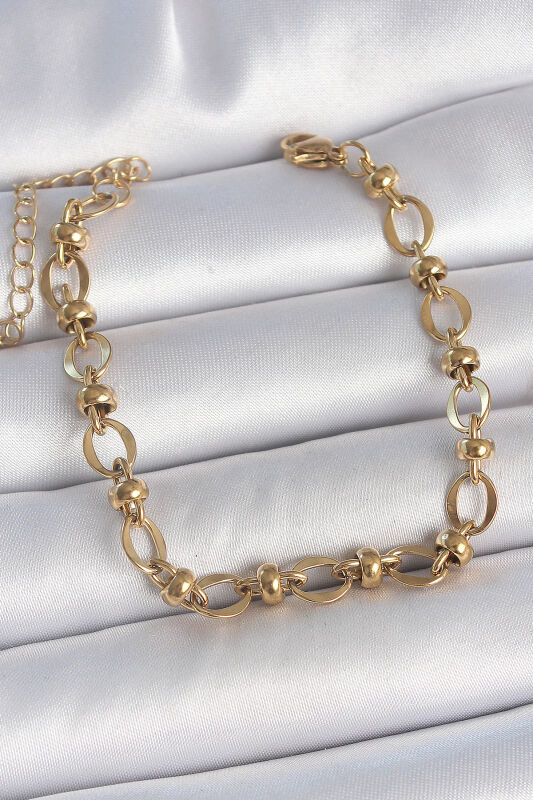 Gold Renk Topçuk Halka Zincir Model Kadın Bileklik - EBJ250501W33557 - 1