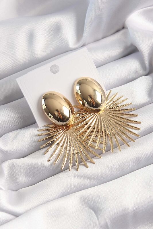Gold Renk Yansımalı Küpe - EBJ241123W28284 - 1