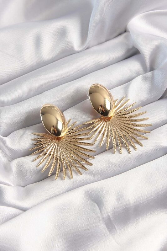 Gold Renk Yansımalı Küpe - EBJ241123W28284 - 2