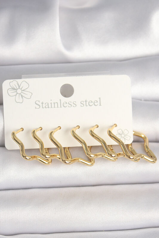 Gold Renk Yıldız Model Kadın Küpe Seti - EBJ250315W32074 - 1