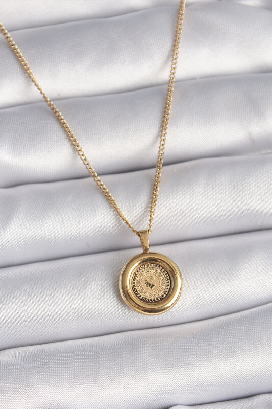 Gold Renk Zincir Gold Altın Model Kadın Kolye - EBJ241214W29864 - 1