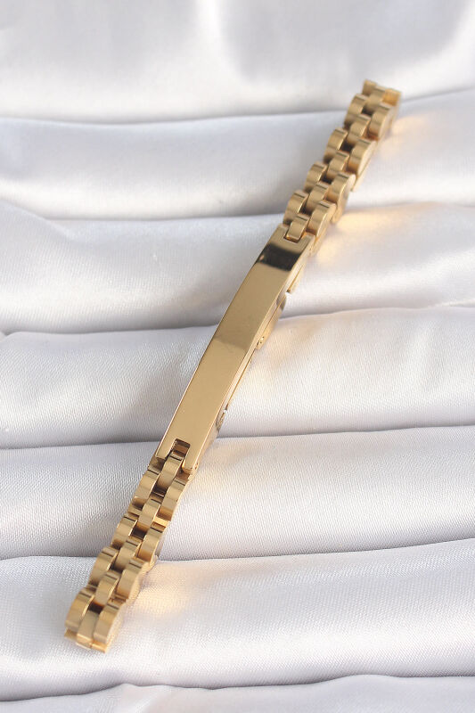 Gold Renk Zincir Künye Model Erkek Bileklik - EBJ250412W32622 - 2