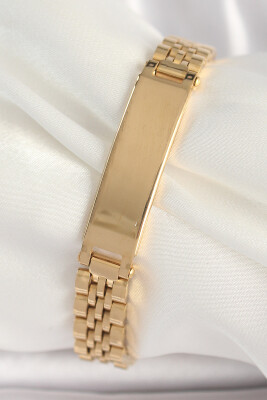 Gold Renk Zincir Künye Model Erkek Bileklik - EBJ250412W32625 - 1