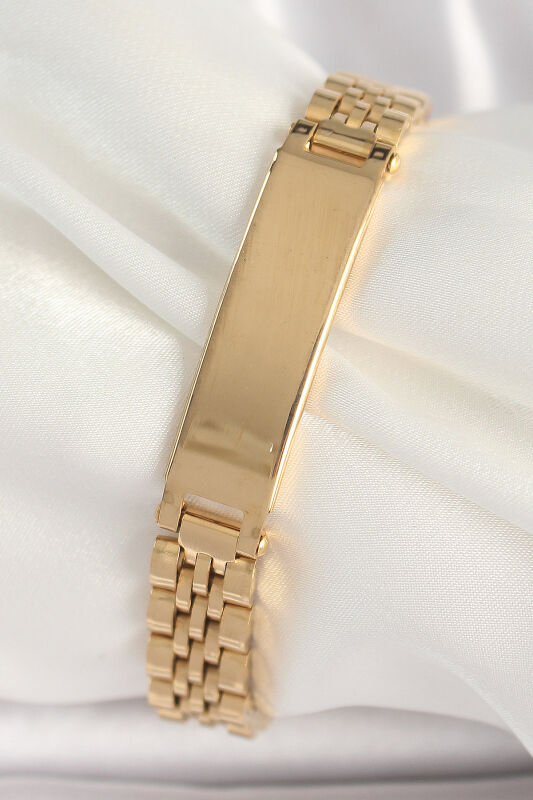 Gold Renk Zincir Künye Model Erkek Bileklik - EBJ250412W32625 - 1