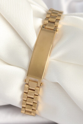 Gold Renk Zincir Künye Model Erkek Bileklik - EBJ250412W32631 - 1